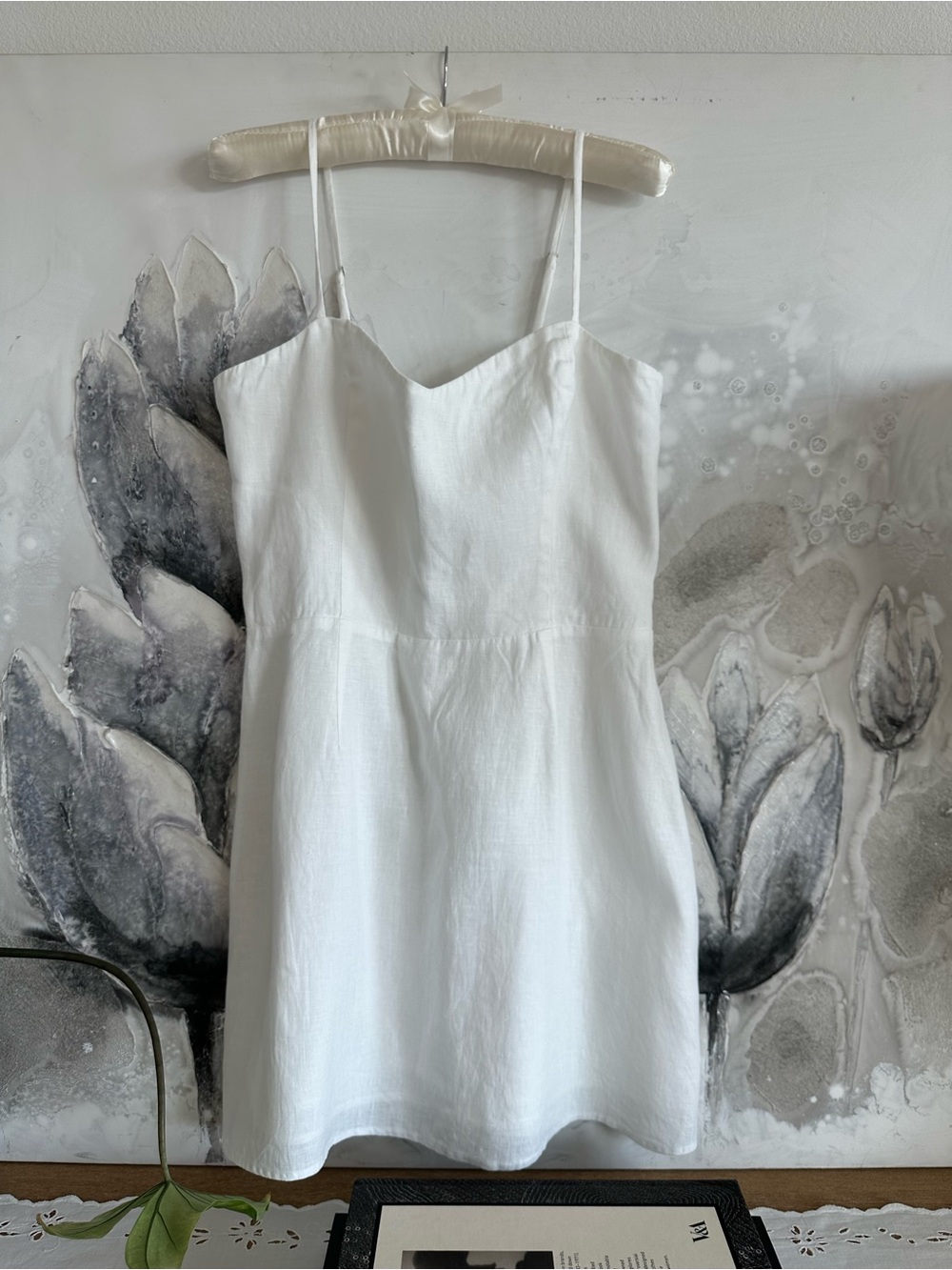 Reformation White Spaghetti-Strap Mini Dress